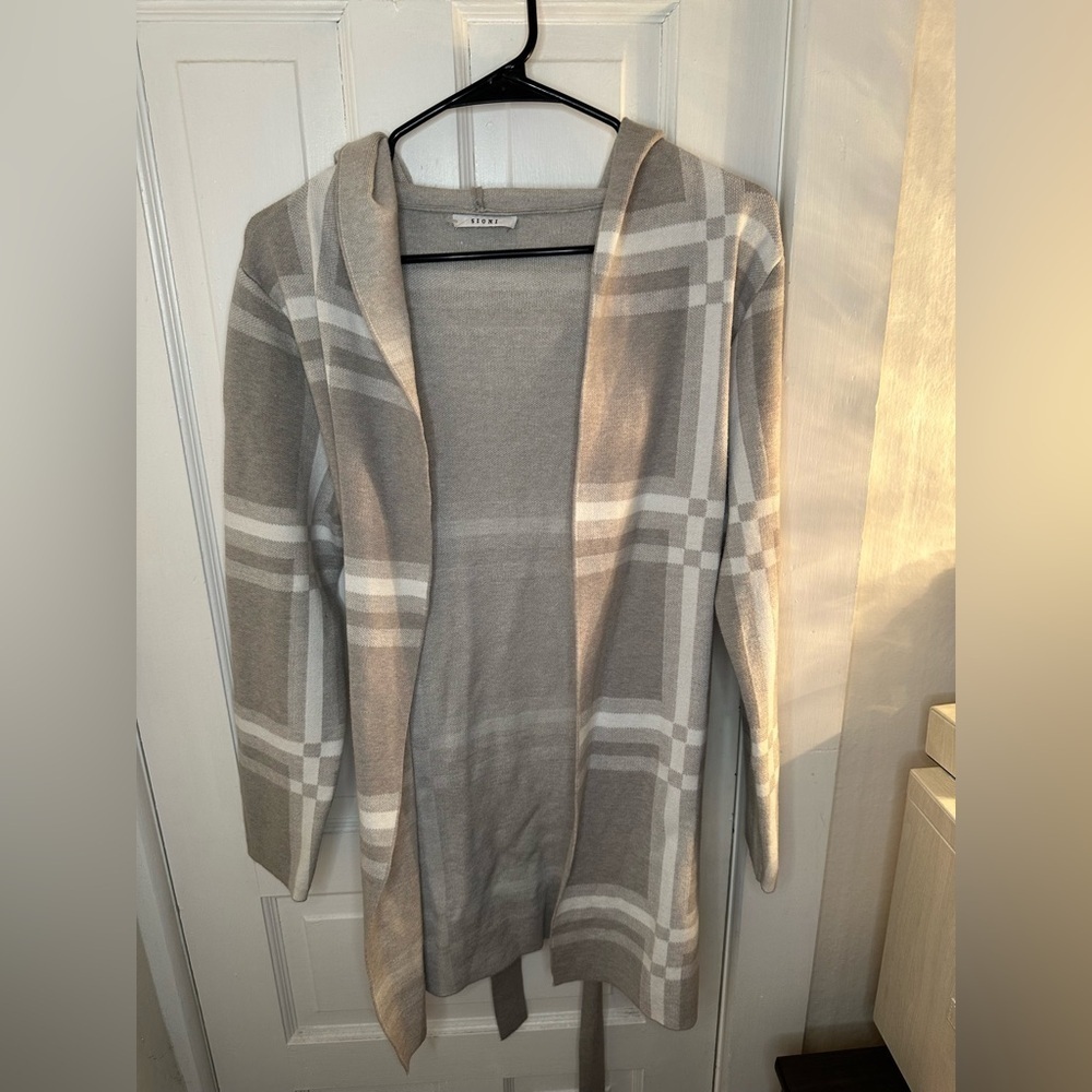 Sioni Women’s Open-front Hooded Cardigan Color Gray